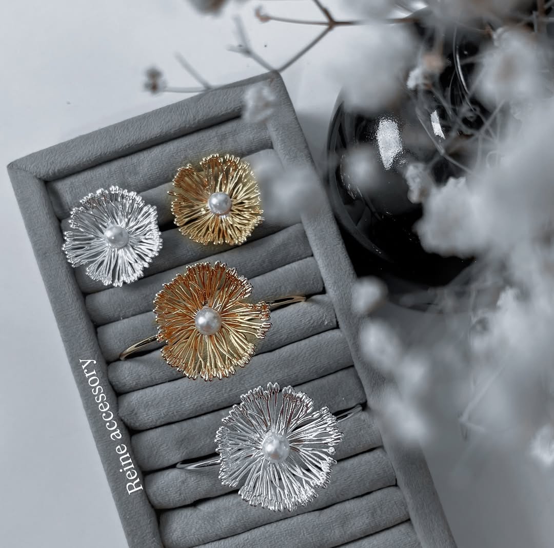 ست انگشتر و بنگل طرح گل