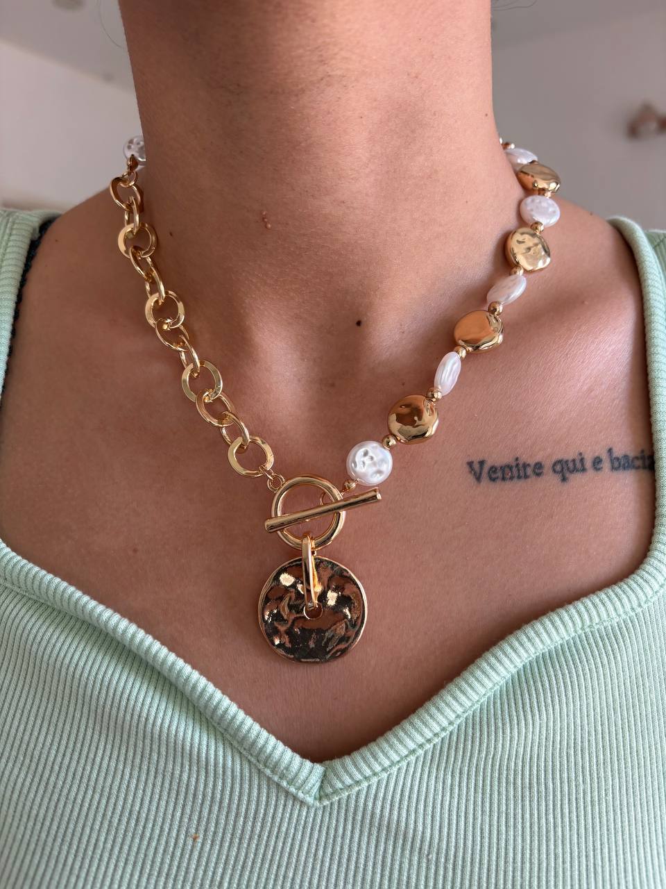 گردنلند فشن قفل ملوانی طلایی